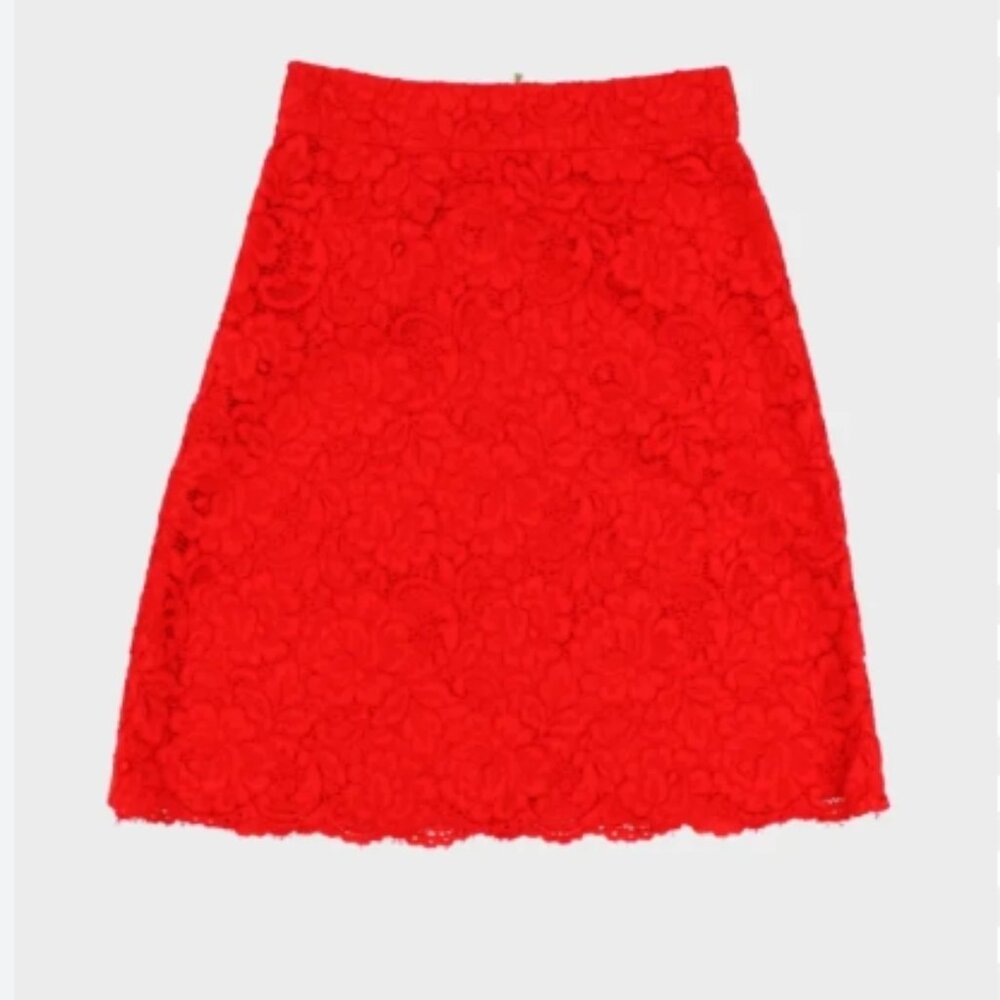 NWOT Kate Spade New York Red Floral Lace Rare Knee-Length Skirt XS $550